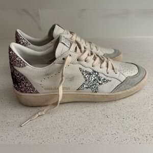 SOLD GOLDEN GOOSE Leather BallStar Glitter Sneakers EU 38 US 8